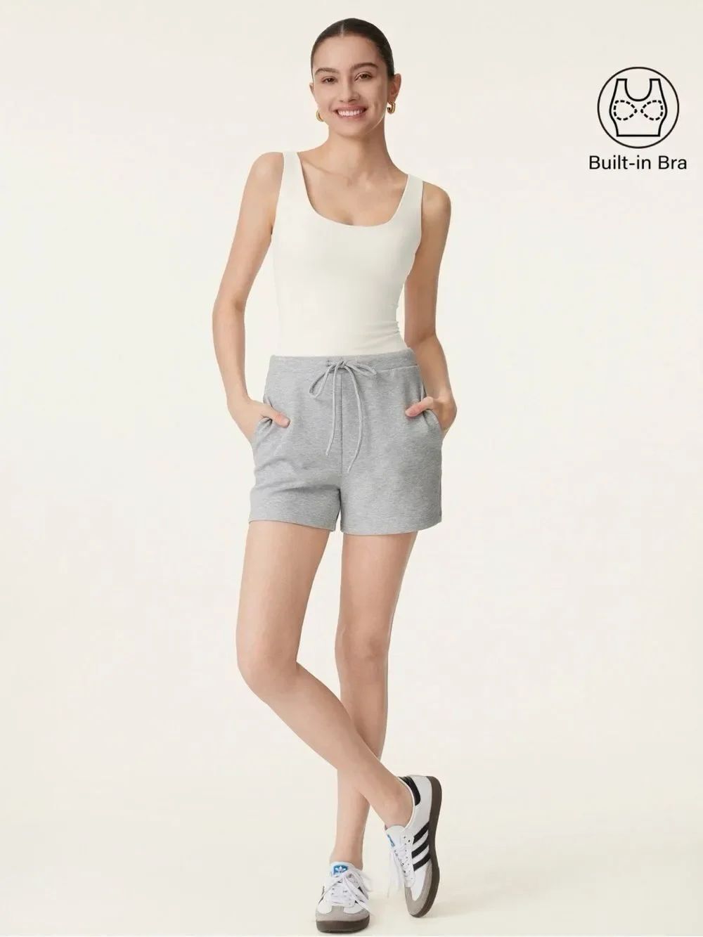 OGL Light Cotton Rib U-neck New Airy Bra Tank Milk Cream Size S